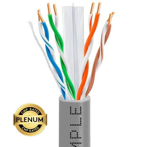 Cmple - PLENUM CAT6 23AWG Solid CMP Bare Copper 1000ft Cable Gigabit Ethernet Gray