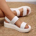 thumbnail image 3 of Pennysue Women's Platform Wedges Sandals White Elastic Ankle Strap Sandals 11M, 3 of 7