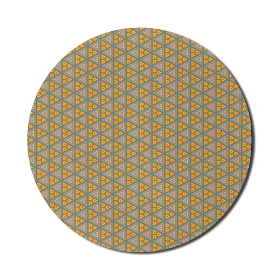 Geometric Mouse Pad for Computers, Abstract Funky Retro Triangles Timeless Art Design Illustration, Round Non-Slip Thick Rubber Modern Gaming Mousepad, 8" Round, Multicolor, by Ambesonne