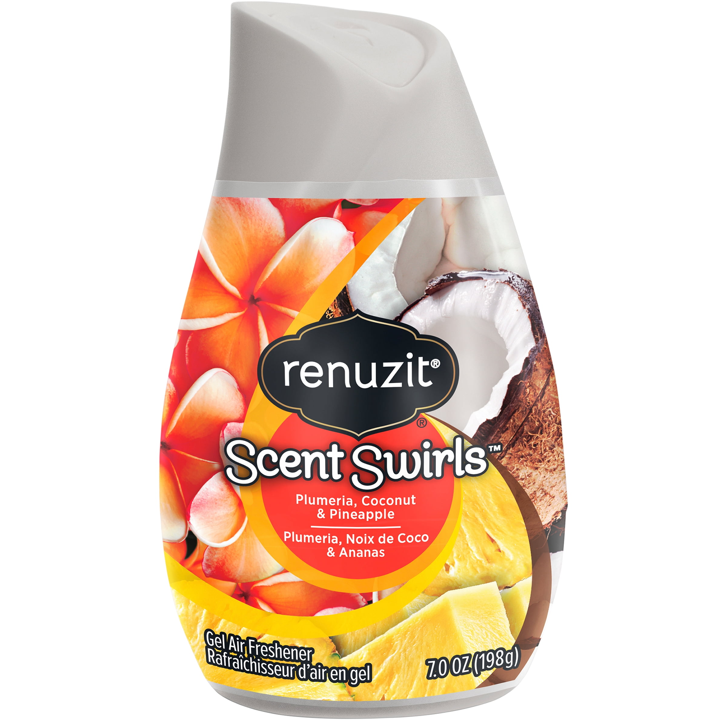 Renuzit Scent Swirls Gel Air Freshener, Plumeria, Coconut & Pineapple, 7 Ounces