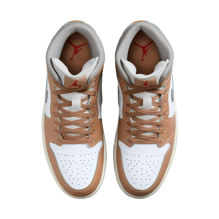 Men's Jordan 1 Mid Hemp/Fire Red-White (DQ8426 200) - 9 - Walmart.com