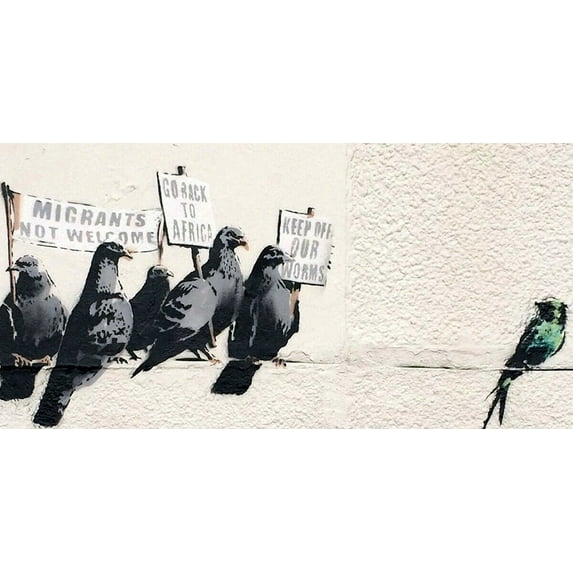 Britain Migrants Banksy - Canvas OR Print Wall Art
