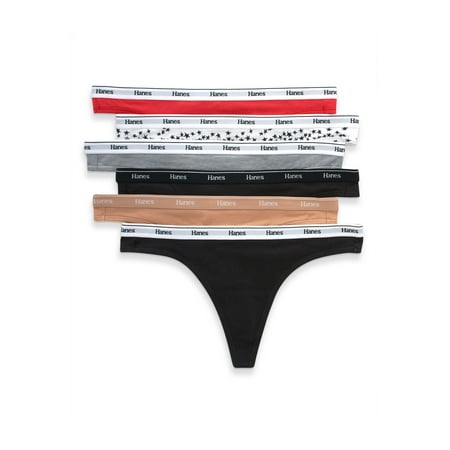 

Hanes Originals Women s Thong Underwear Breathable Cotton Stretch 6-Pack