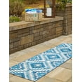 thumbnail image 3 of Unique Loom Outdoor Southwestern Collection Area Rug - Fethiye (2' 7" x 5' 3" Runner Blue/Ivory), 3 of 6