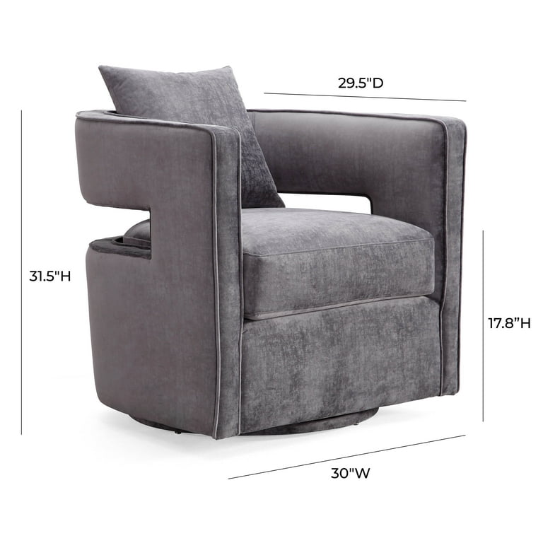 TOV Furniture Kennedy Grey Velvet Swivel Chair