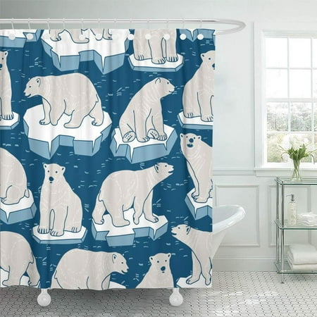 KSADK Animal with Polar Bear On Ice Floe Arctic Ocean Winter Canada Carnivore Climate Cold Shower Curtain Bath Curtain 66x72