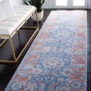 SAFAVIEH Hellenic Elvan Medallion Runner Rug, Blue/Rust, 3 x 13