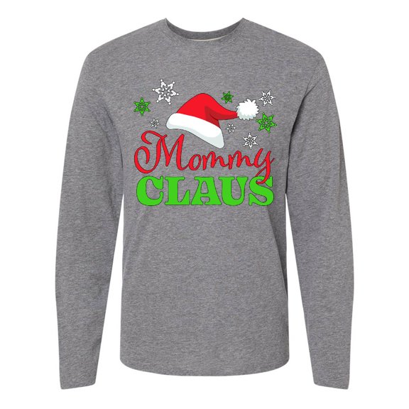 Inktastic Mommy Claus with Christmas Santa Hat and Snowflakes Long Sleeve T-Shirt