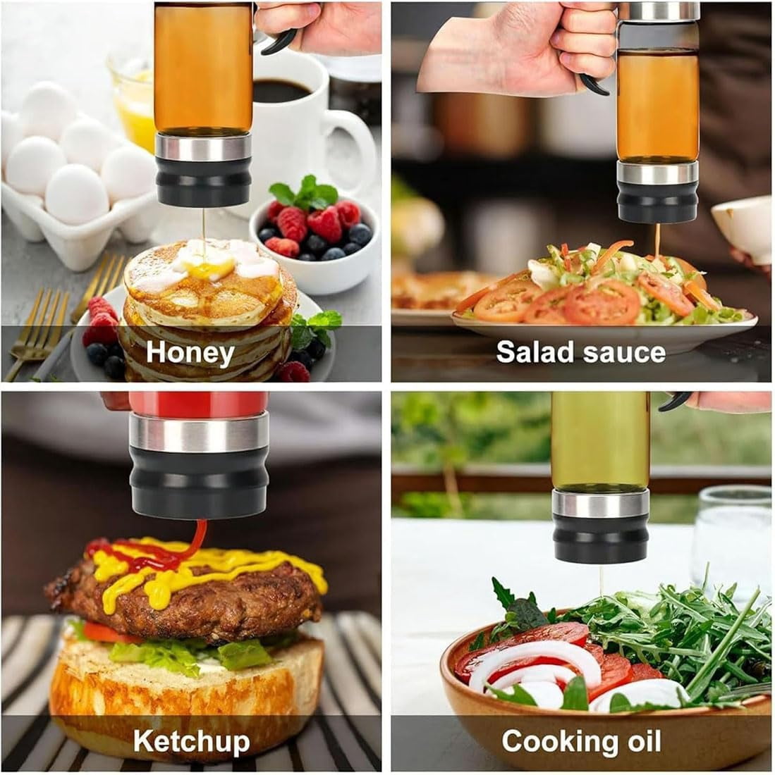 2026 Boutique Kitchen Tool - No-Drip Honey Dispenser, Glass Honey Dispenser with Stand No Drip, Press Type Drip Dispenser for Honey, Coffee Syrup, Chocolate Sauce (2pcMix,12)