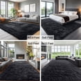 thumbnail image 2 of Buganda Area Rugs for Living Room 8'X10', Soft and Fluffy Shaggy Carpet for Pets, Machine Washable Floor Rugs for Bedroom, Black, 2 of 8