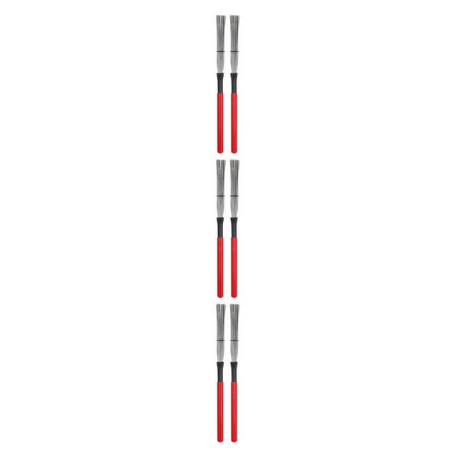 Baohd Lot de 2 Brosses à Tambour Accessoire de Pratique Auxiliaire Musical pour Débutants Résistance à l'Usure Fournitures d'Instruments Bâtons Rouge 3ensemble