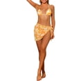 thumbnail image 1 of INSPIRAR CHIC Conjuntos de Bikini de 3 Piezas con Tie Dye para Mujeres, Trajes de Baño Halter con Falda de Playa Sarong Grande Naranja, 1 of 5