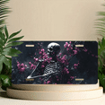 thumbnail image 6 of 1 Pcs 2D Flat License Plate Covers & Frames, Skeleton Among Pink Flowers For Decorative Front, Waterproof For Decoration Aluminum License Plate Covers & Frames Cover For Men Women, 12" X 6", 6 of 7