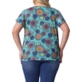 thumbnail image 3 of Blusas de verano casuales de talla grande para mujer Agnes Orinda con volantes y plisados en cuello en V, manga corta 1X Círculo azul naranja, 3 of 6
