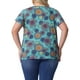 thumbnail image 3 of Blusas de verano casuales de talla grande para mujer Agnes Orinda con volantes y plisados en cuello en V, manga corta 1X Círculo azul naranja, 3 of 6