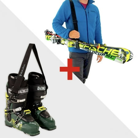 

StoreYourBoard Set of (1) Ski and Boot Carrier Straps & (1) Ski and Ski Pole Carrier Hands Free Waterproof Nylon