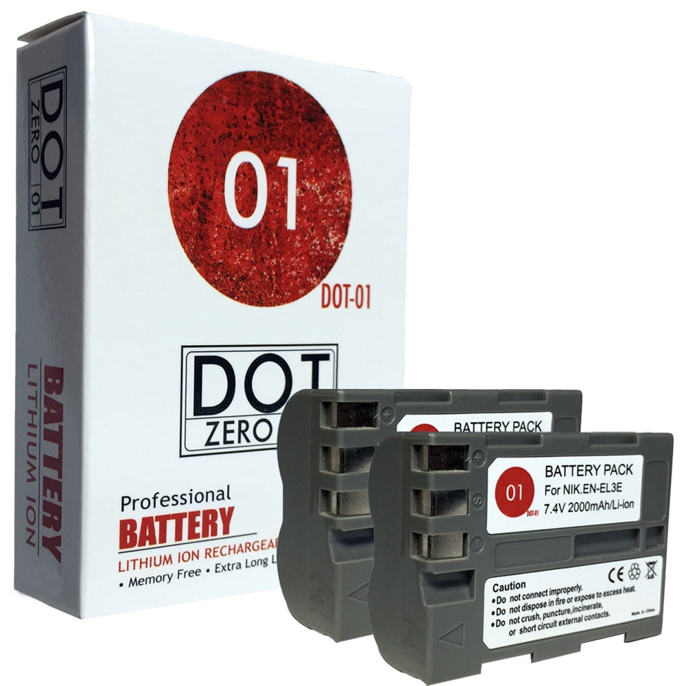 2x DOT01 Brand 2000 mAh Replacement Nikon ENEL3E Batteries for Nikon