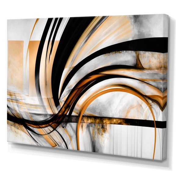 Designart A Black And Gold Spiral Flower III Canvas Wall Art