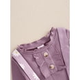 thumbnail image 6 of Suealasg Toddler Girl Fall Outfits Solid Color Ruffles Buttons Long Sleeve T-Shirts Tops Daisy Print Suspender Skirts Kids Baby Girls 2Pcs Clothes Set, 6 of 7