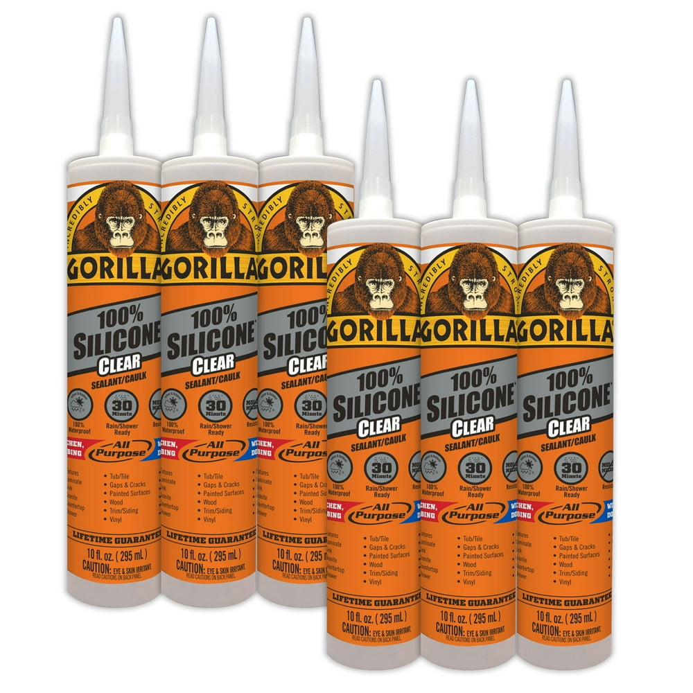 Gorilla Clear Sealant Caulk 10 Ounce Cartridges, 6 Pack