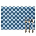 thumbnail image 2 of Steel Blue White Geometric Placemats Set of 8, Minimalist Morocco Pattern Table Mats Washable Heat-Resistant Non-Slip Place Mats for Kitchen Dinner Table Indoor Outdoor Decor,13x19 Inch, 2 of 9