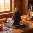 thumbnail image 2 of SAWOBUUN Halloween Scarecrow Hats Sunflower & Plaid Patch Felt Witch Hat for Adult Women Party Accessory, 2 of 6