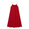 thumbnail image 4 of Horkkom Spaghetti Strap Dresses for Women V Neck Short Sleeve Solid Color Maxi Dresses Pleated Loose Casual Dresses, S-2XL, 4 of 6