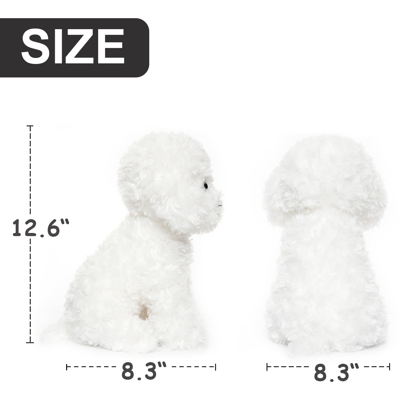 WEIGEDU White Toy Poodle Stuffed Animal, Bichon Frise Maltese Dog Puppy Plush Toy, 12.6 Inches