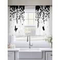 thumbnail image 5 of Black Spring Botanical Sheer Curtains 45 Inch Length 2 Panels Set, Weeping Eucalyptus Butterfly Voile Window Treatment Rod Pocket Small Kitchen Curtains Drapes for Bedroom 52"x45"x2, 5 of 7