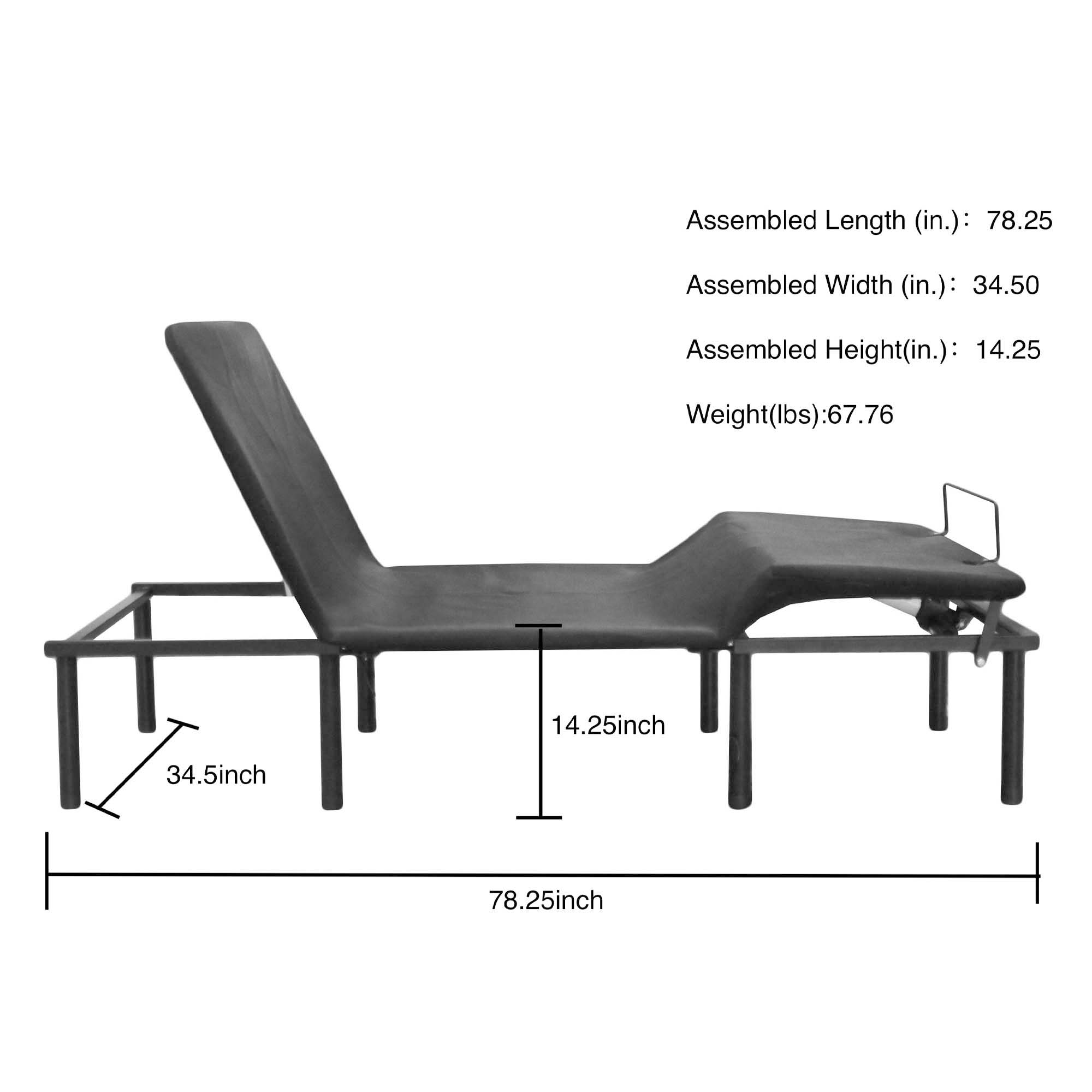 Aukfa Adjustable Bed Frame, Zero Clearance Adjustable Bed Base Head and Foot Incline, Wireless Remote Control, Twin XL