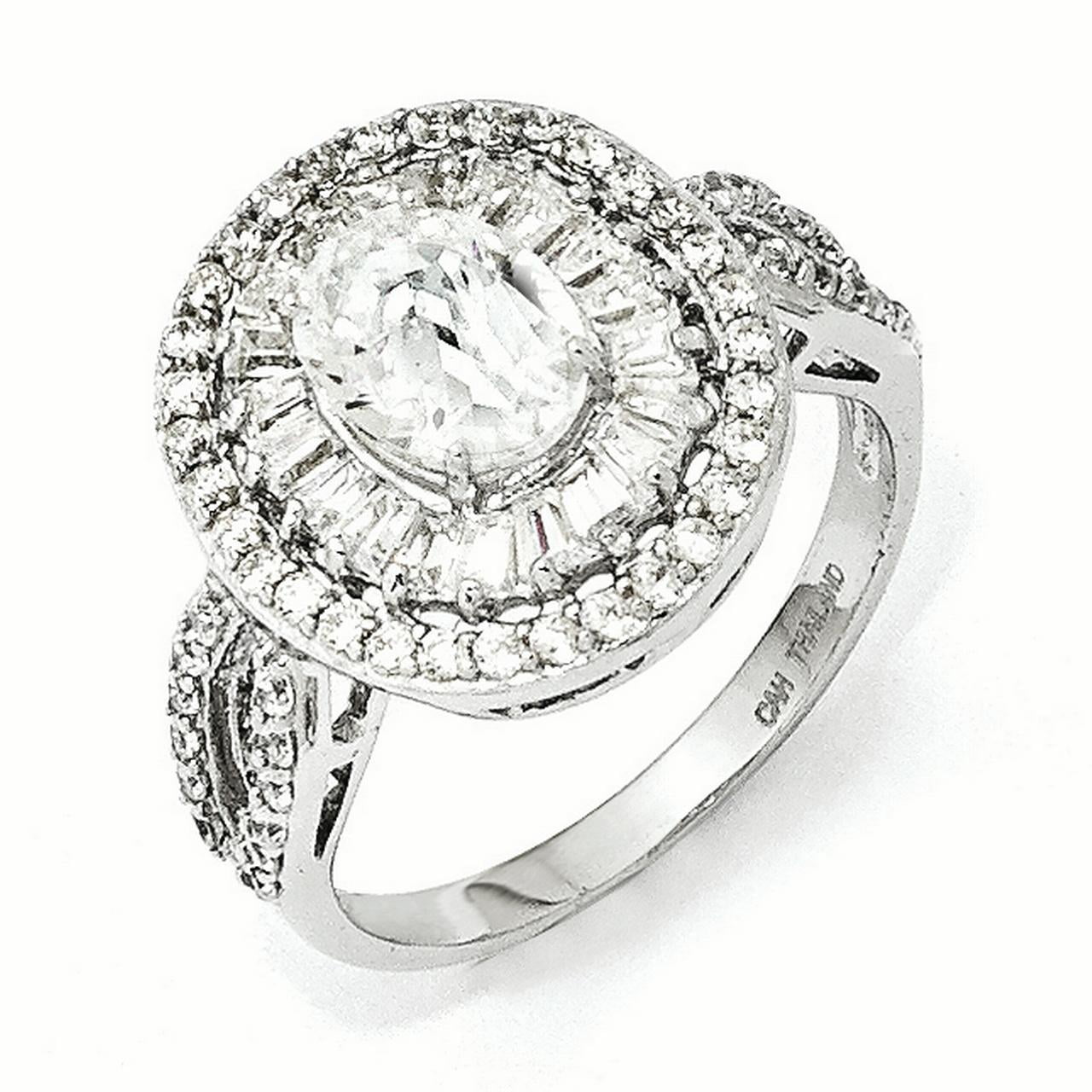Kevin Jewelers Cheryl M Sterling Silver Fancy Oval CZ Ring Walmart