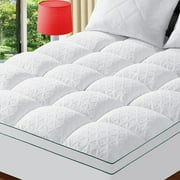 Cooling Pillow Top King Size Mattress Topper - Breathable Bed Pad Down Fill 8-21 Inch Deep Pocket