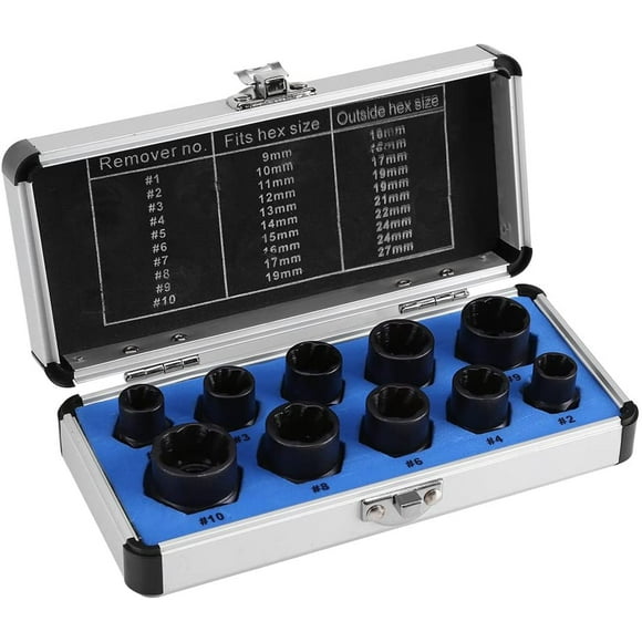 Coffret de 10 Extracteur de Boulon Verrouillage Douille Dégraissant outil de Filetage (Long)