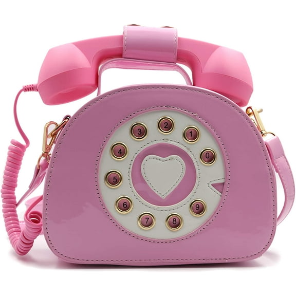 YOUI-GIFTS Retro dial telephone Crossbody Shoulder Bag,Pu Movable microphone Purse for Women