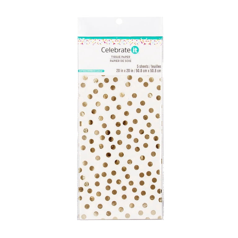 Celebrate It White & Gold Dots Tissue Paper, 60 Count photo 3