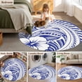 thumbnail image 5 of Round Rug 3.3Ft Washable Non-Slip, Polynesia Texture Circle Area Rugs for Living Room Bedroom, Vintage Traditional Tribe Floral Abstract Art Blue Indoor Floor Mats Carpet Runner for Home Decor, 5 of 8