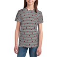 thumbnail image 3 of Wukai Ladybugs on Black and White Striped Youth Unisex Short Sleeve T-Shirt for Boys, Girls, Teens, and Kids-Large, 3 of 7