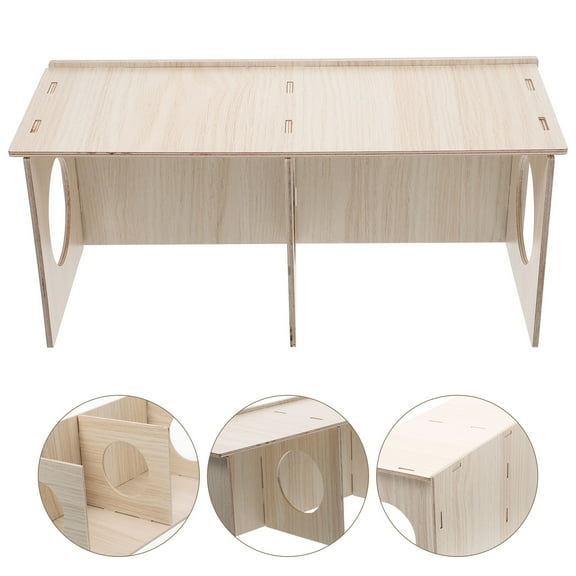 Topbathy Yellow Wooden Guinea Pig Hideout House for Chewing and Private Small Pet Space