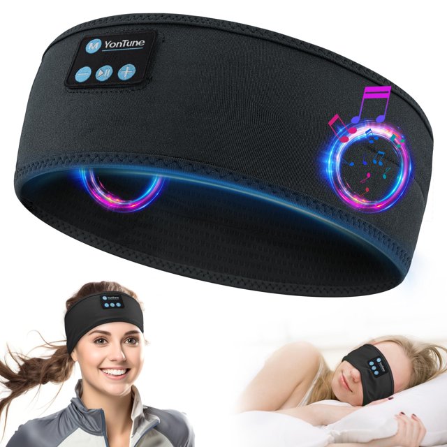 Auriculares inalámbricos con diadema para dormir, Bluetooth, Yontune, color negro