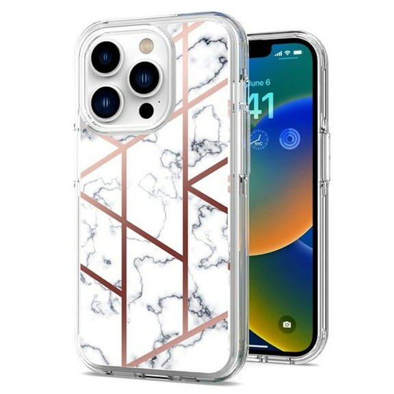 Marble Series Dual Layer Designer Case for iPhone 14 Pro Max - White