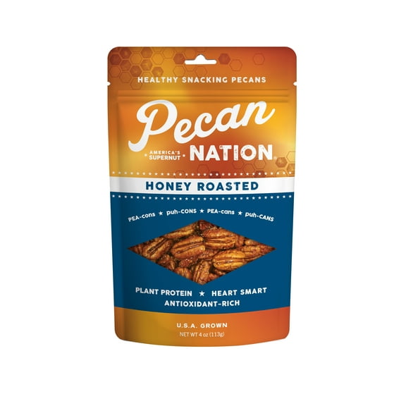 Pecan Nation Honey Roasted Snacking Pecans, 4 oz Resealable Bag