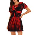 thumbnail image 1 of Easygdp The Red Head Skull Camisón de manga corta para mujer, informal, estampado, 1 of 6