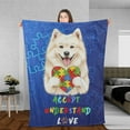 thumbnail image 3 of Autism Awareness Samoyed Accept Understand Love Cozy Fleece Blanket Siberian Sammy Dog Lover Warm Soft Throw Blanket - 12003, 3 of 5