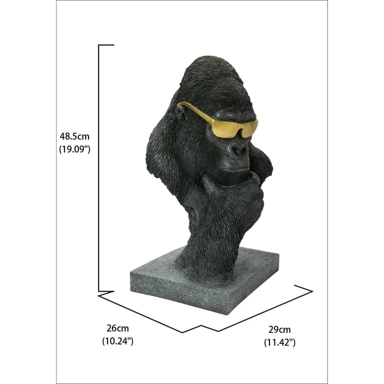 Gorilla Head W/Tux Funny Home Decor Tabletop Display Resin Garden Statue