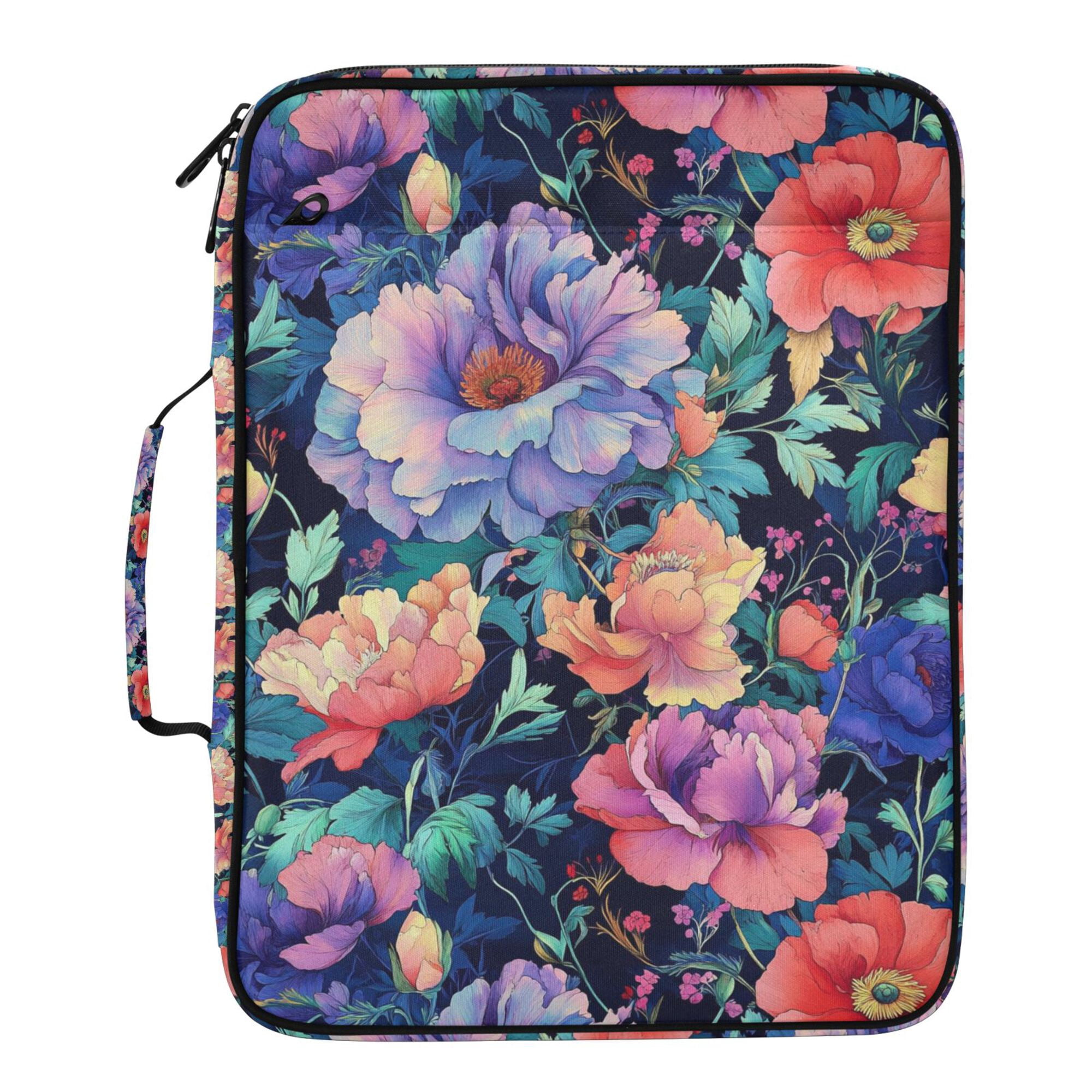 FORMRS Accordion File Folder A4 Size 7-Pocket Expanding Document Organizer Bag with 3 Ring Binder, Puprle Ethereal Floral Harmony