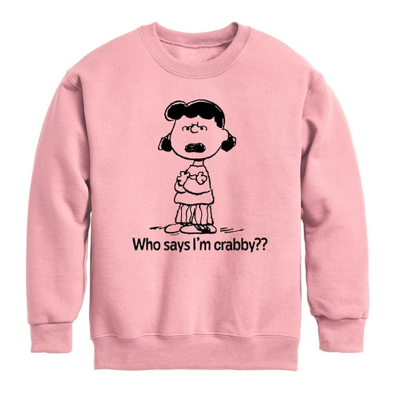 Peanuts - Who Says Im Crabby Lucy - Toddler & Youth Crewneck Fleece Sweatshirt