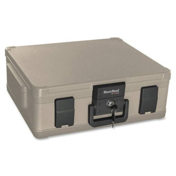 SureSeal By FireKing Fire and Waterproof Chest, 0.38 cu ft, 19.9w x 17d x 7.3h, Taupe