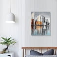thumbnail image 3 of HENGT New York Wall Art Manhattan River Poster Abstract Canvas Cityscape Skyline Buildings Grey Gold Textured Artwork Painting for Modern Living Room Bedroom Home Office Wall Decor, 3 of 4