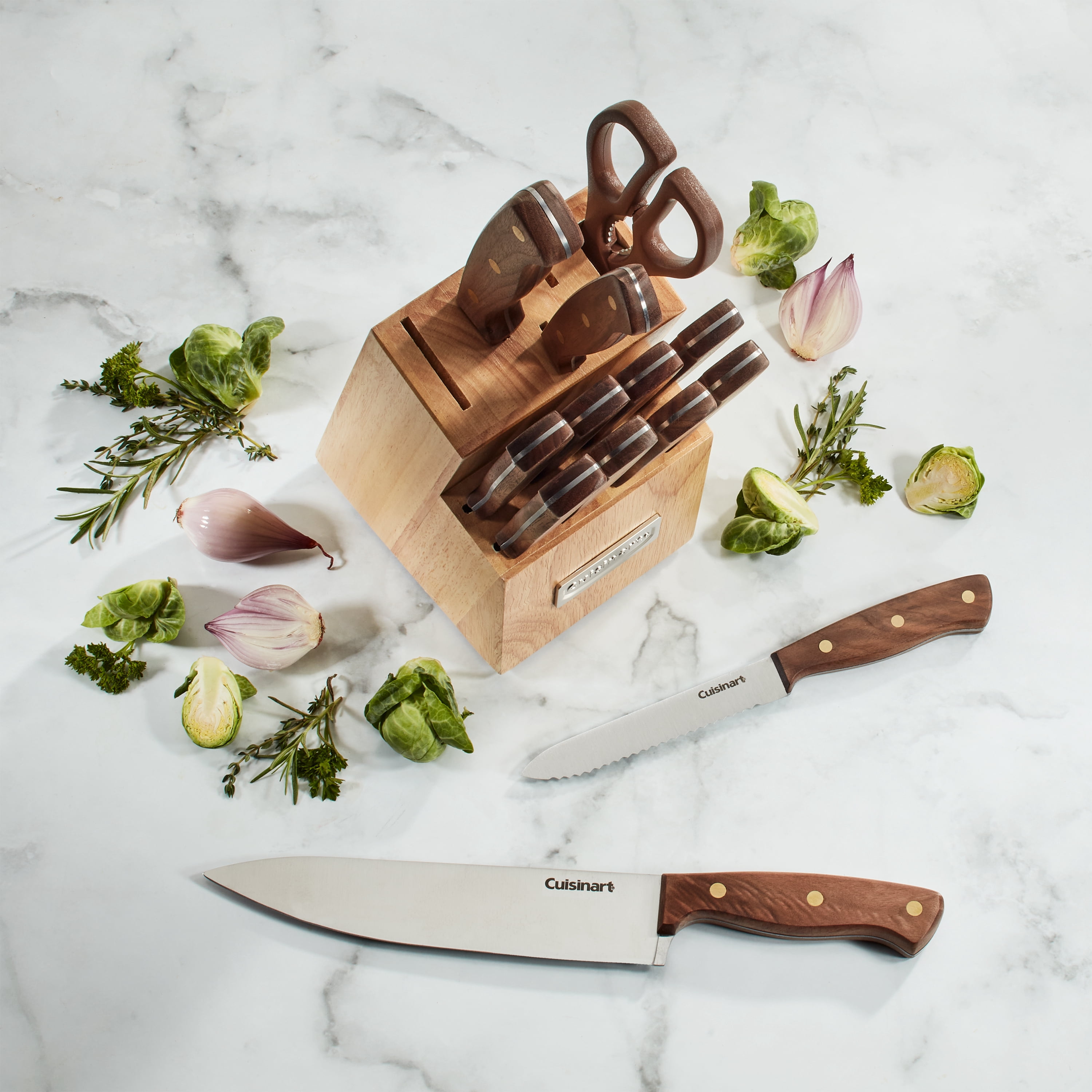 Cuisinart C55W-14PCB Advantage Cutlery 14-Piece Triple Rivet Walnut Knife Block Set