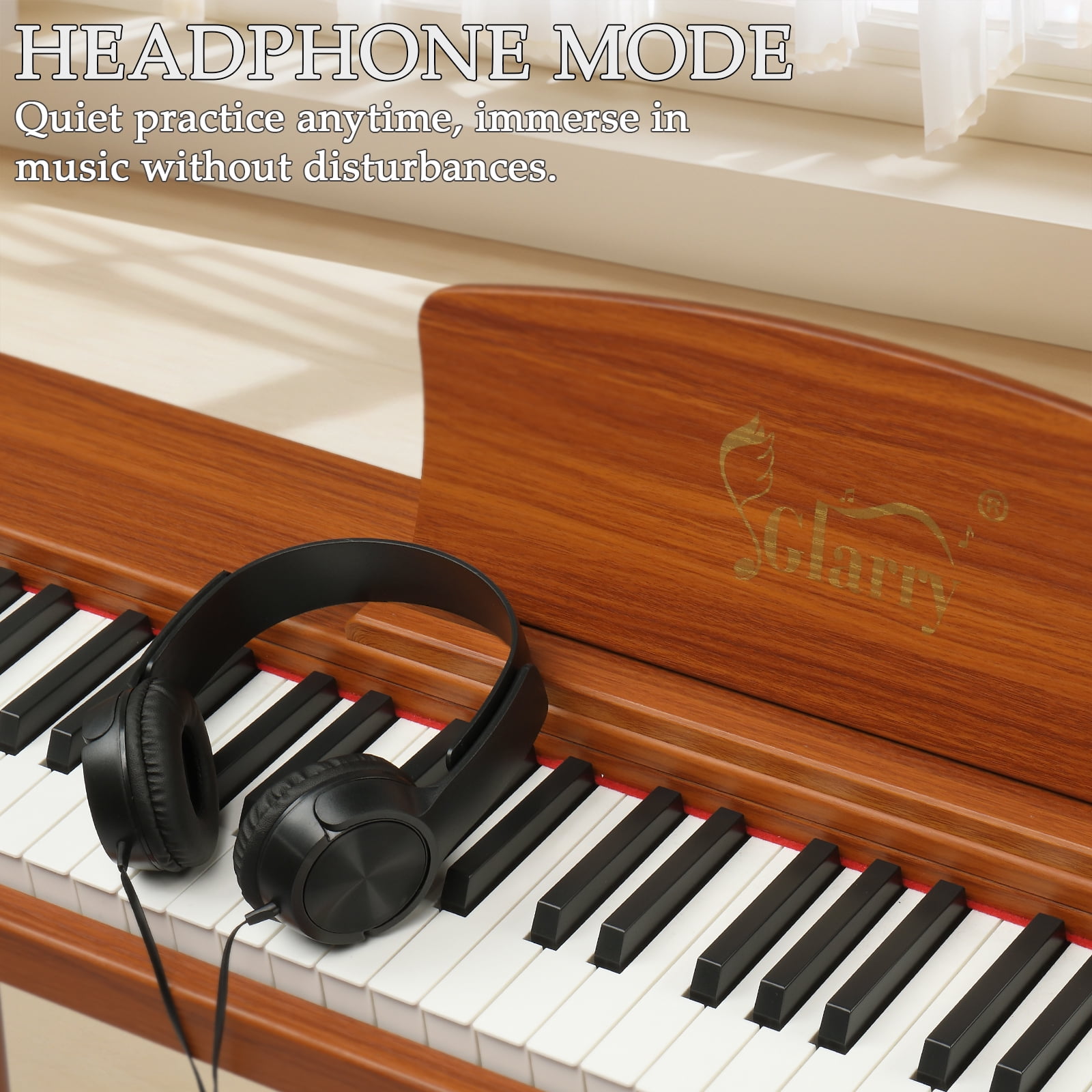 Ktaxon 88 Key Digital Piano Semi Weighted Keyboard for Beginners with Triple Pedal, Headphone, Brown